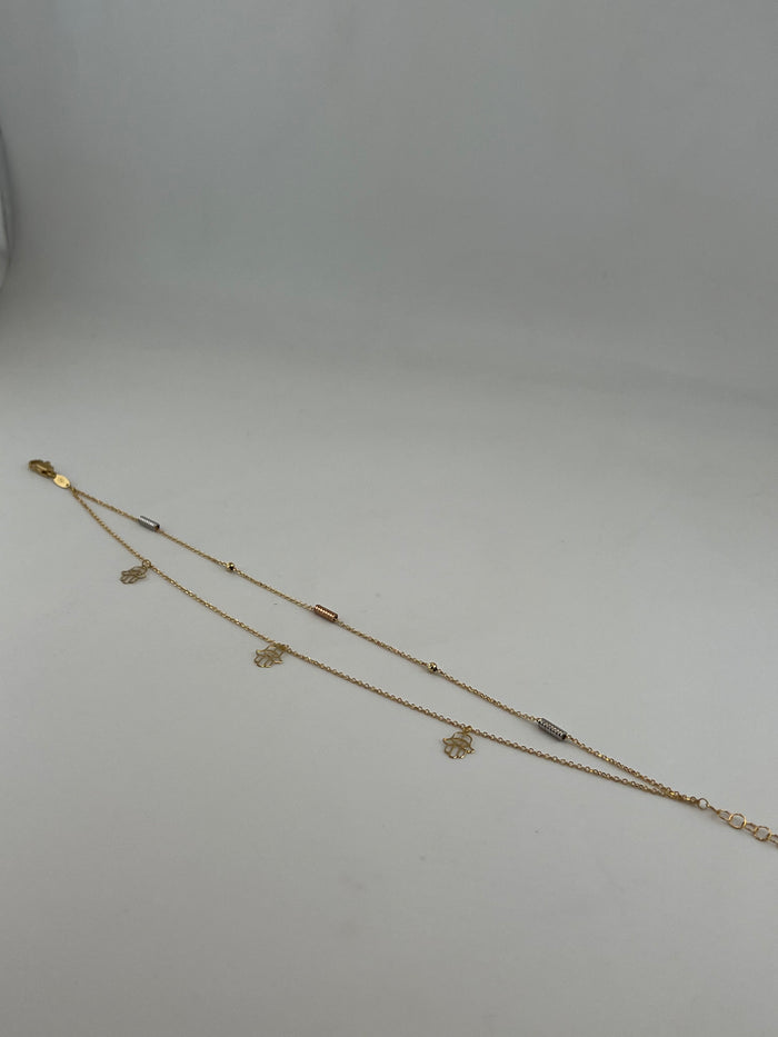 Hamsa Hand Two-Tone Gold Anklet