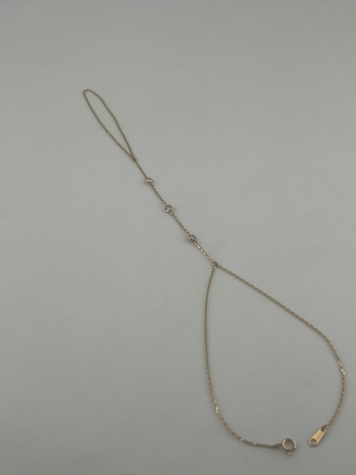 18K Yellow Gold Hand Chain with Premium Cubic Zirconia - Image 2