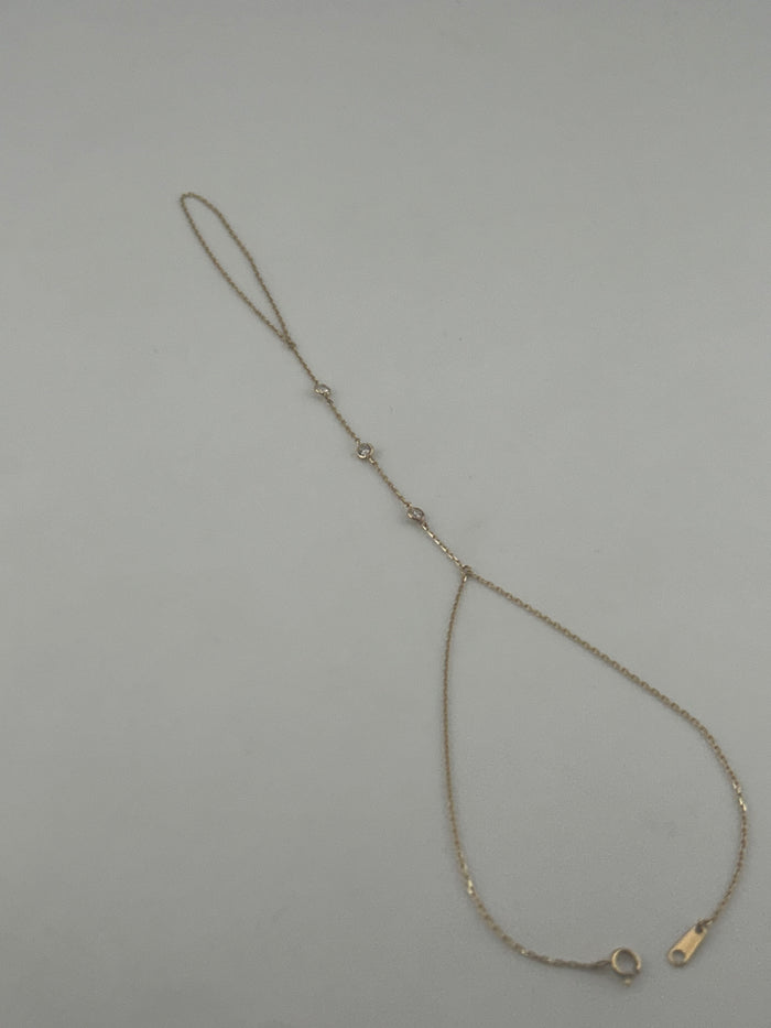 18K Yellow Gold Hand Chain with Premium Cubic Zirconia