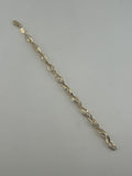 18K Solid Gold Interlocking Wave Link Statement Bracelet