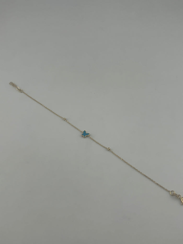 18K Yellow Gold Butterfly Bracelet with Colored Stones