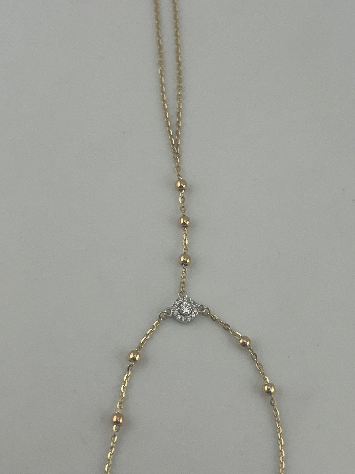18K Yellow Gold Hand Chain with Premium Cubic Zirconia - Image 2