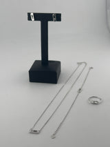 Solid Silver Jewelry Set with Premium Movable CZ Stones – Necklace, Bracelet, Ring & Stud Earrings - Image 1