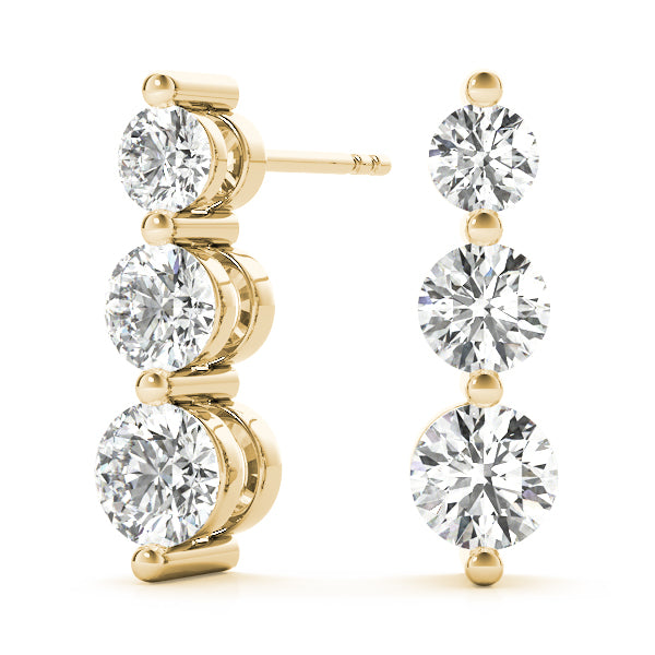 Dazzling Three-Stone Drop Earrings 1/4 ct
