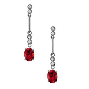 Ruby and Diamond Dangle Earrings - Image 1