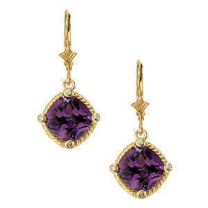 Amethyst and Diamond Dangle Earrings