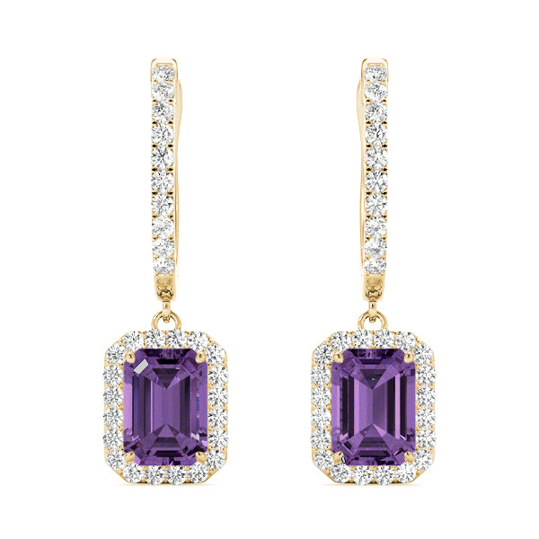 Emerald Halo Dangle Earrings - Image 3