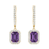 Emerald Halo Dangle Earrings - Image 3