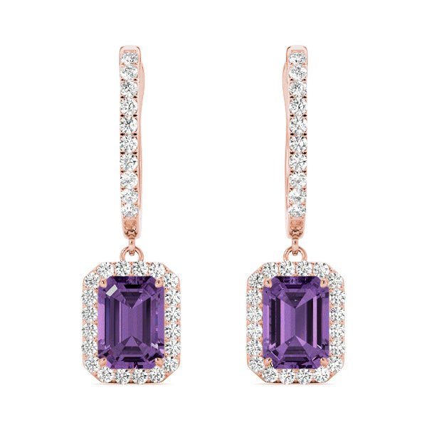 Emerald Halo Dangle Earrings - Image 10