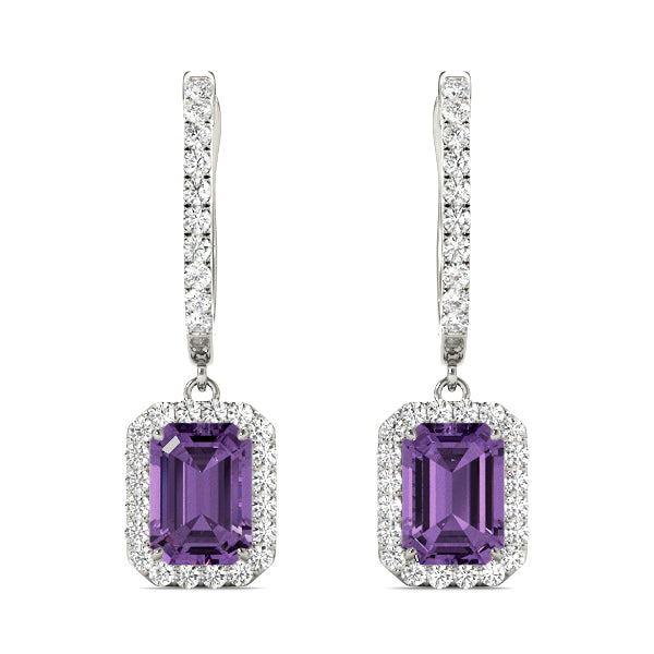 Emerald Halo Dangle Earrings - Image 12