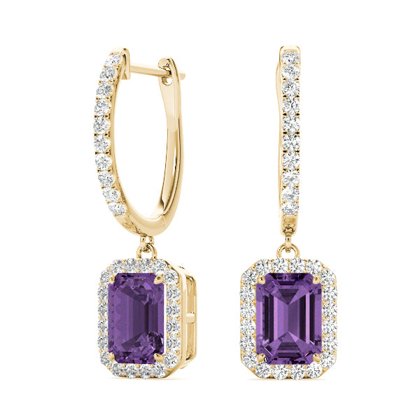 Emerald Halo Dangle Earrings - Image 13