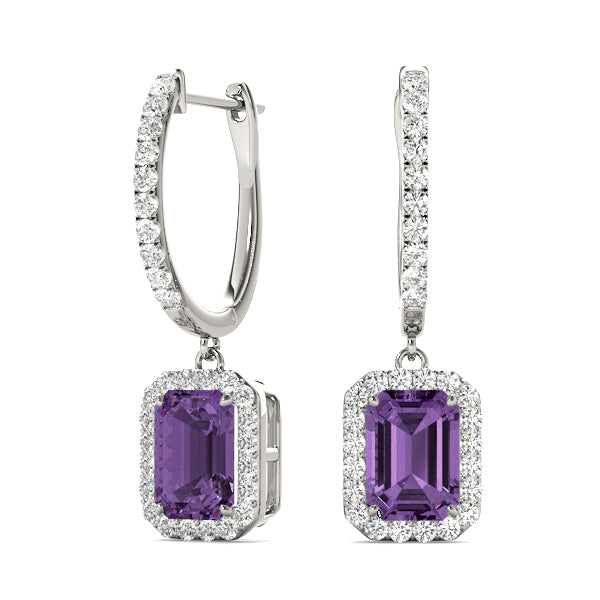 Emerald Halo Dangle Earrings - Image 6
