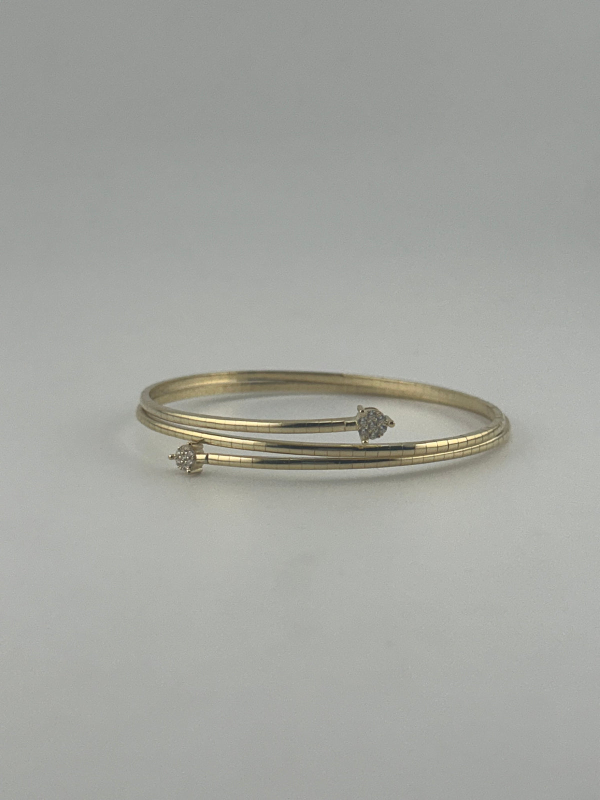 18K Yellow Gold Flexible Bangle with Premium Cubic Zirconia - Image 3