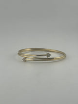 18K Yellow Gold Flexible Bangle with Premium Cubic Zirconia - Image 3