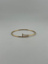 Thin twist nail bangle with premium zircon stones, semi solid , 18k gold - Image 3
