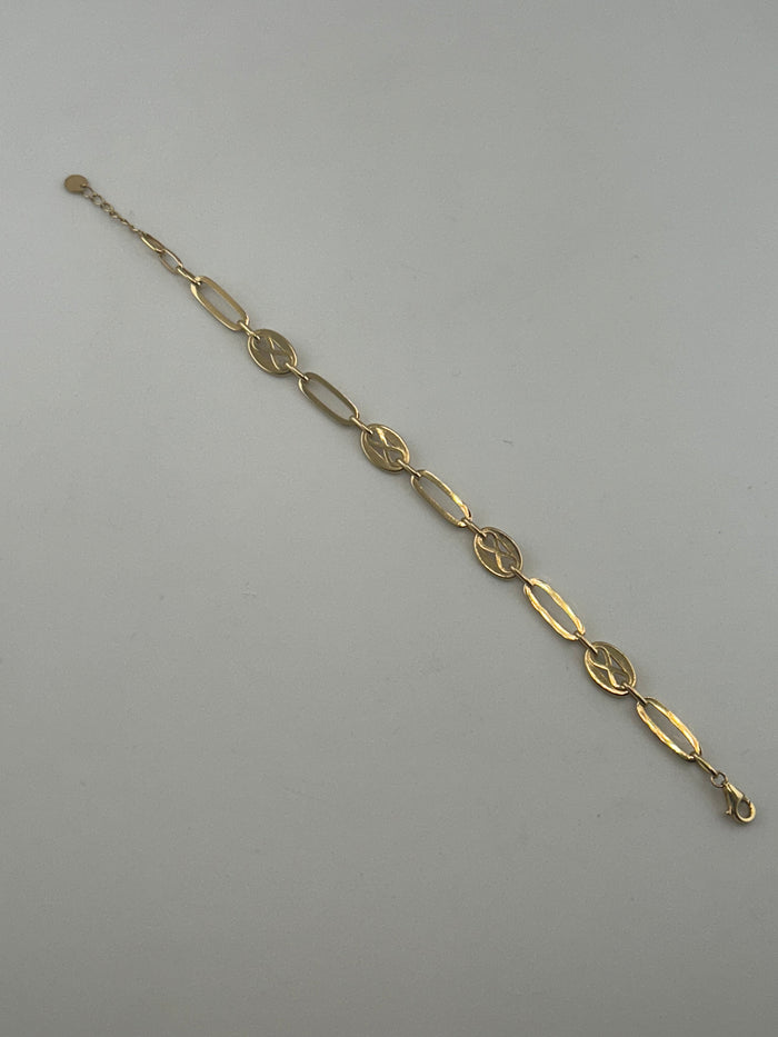 18K Solid Gold Openwork Infinity Link Station Bracelet