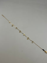 18K Solid Gold Wavy Charm Anklet - Image 1