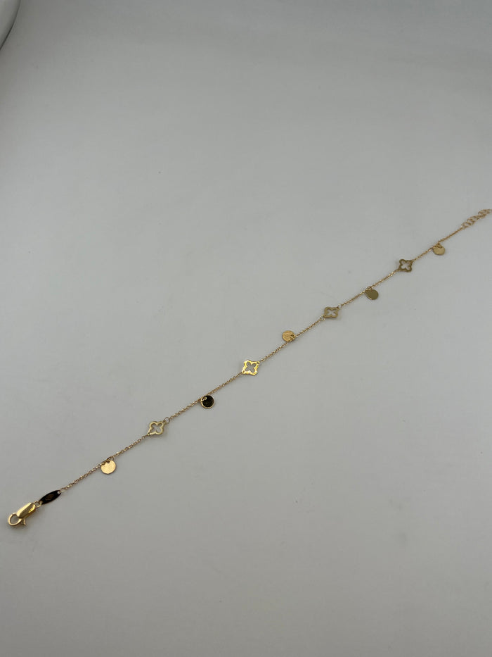 18K Solid Gold Dainty Charm Anklet