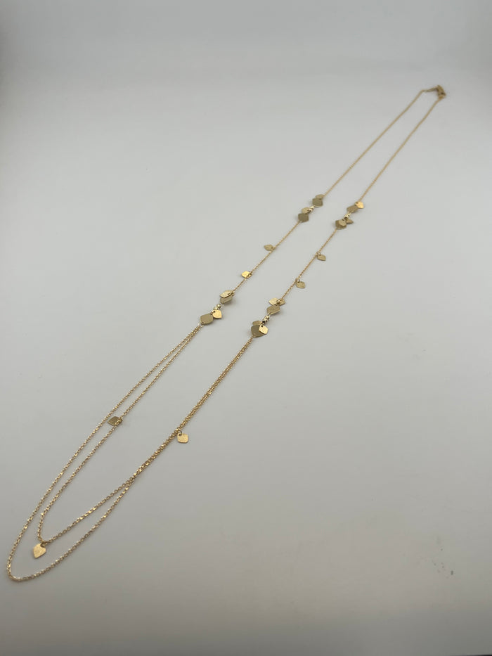 18K Solid Gold Geometric Charm Chain