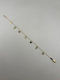 18K Solid Gold Green Enamel Leaf & Fan Charm Anklet