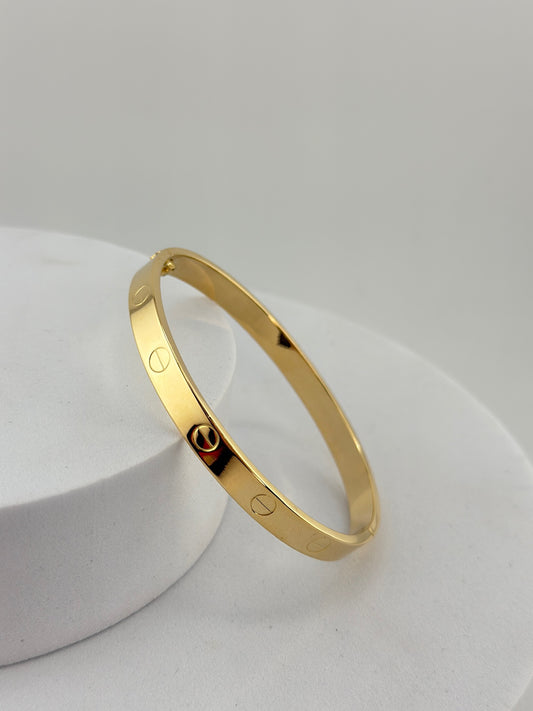 Bangle that opens with a screw, 18k gold, hollow, regular width