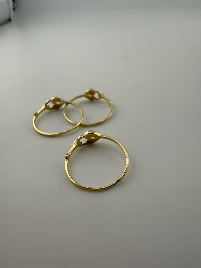 Dainty ring heart lock solid 18k gold