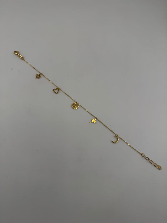 Celestial Dreams 18K Solid Gold Charm Bracelet