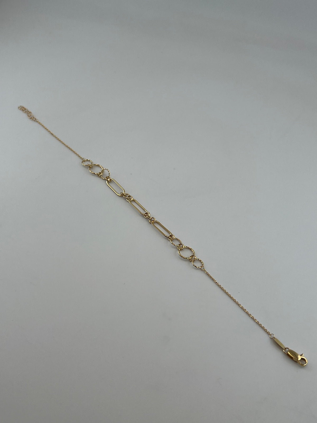18K Solid Gold Paperclip Link Anklet - Image 1