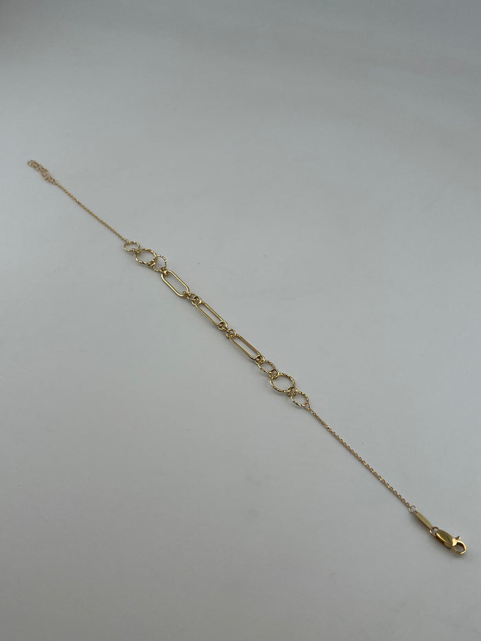 18K Solid Gold Paperclip Link Anklet