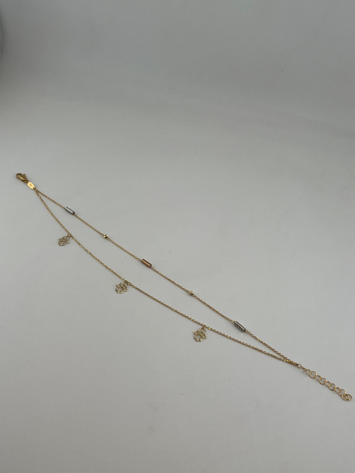 Hamsa Hand Two-Tone Gold Anklet - Image 2