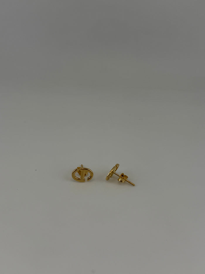 18K Solid Gold Interlocking Oval Stud Earrings