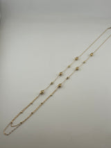 18K Solid Gold Beaded Marquise Chain - Image 2