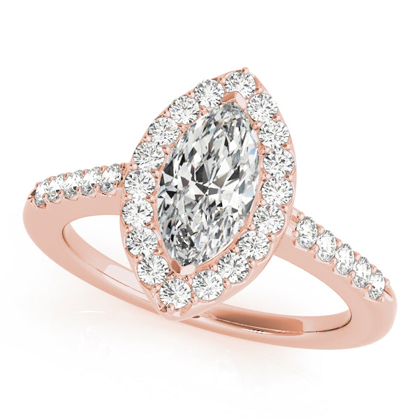 Marquise Halo Pave Engagement Ring 2 ct center stone