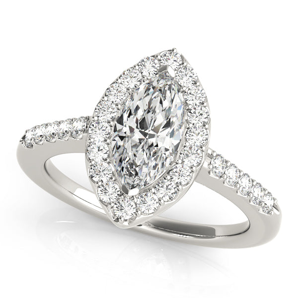 Marquise Halo Pave Engagement Ring 1 ct center stone