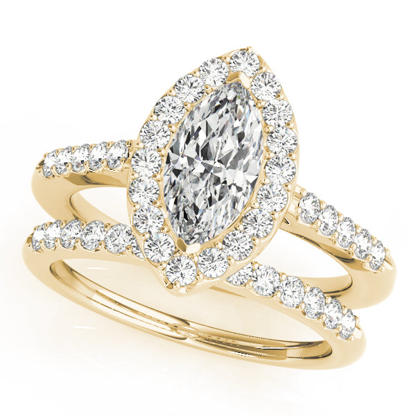 Marquise Halo Pave Engagement Ring 1 ct center stone