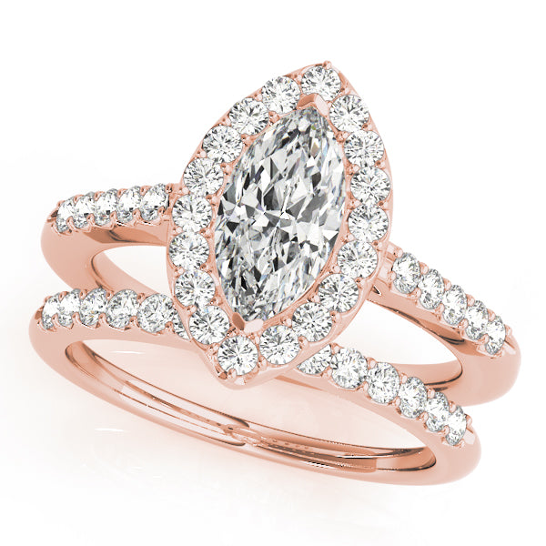 Marquise Halo Pave Engagement Ring 1 ct center stone