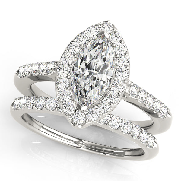 Marquise Halo Pave Engagement Ring 3 ct center stone