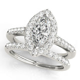 Marquise Diamond Halo Engagement Ring - Image 4