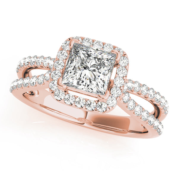 Split Shank Halo Diamond Ring 2 ct