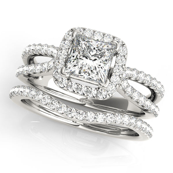 Split Shank Halo Diamond Ring 2 ct