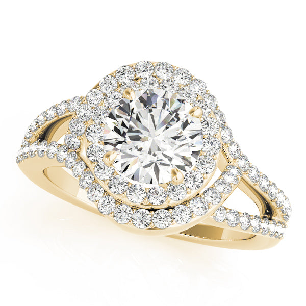 Double Halo Split Shank Diamond Ring 1 ct