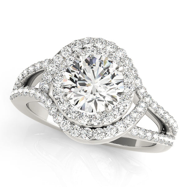 Double Halo Split Shank Diamond Ring 1 ct