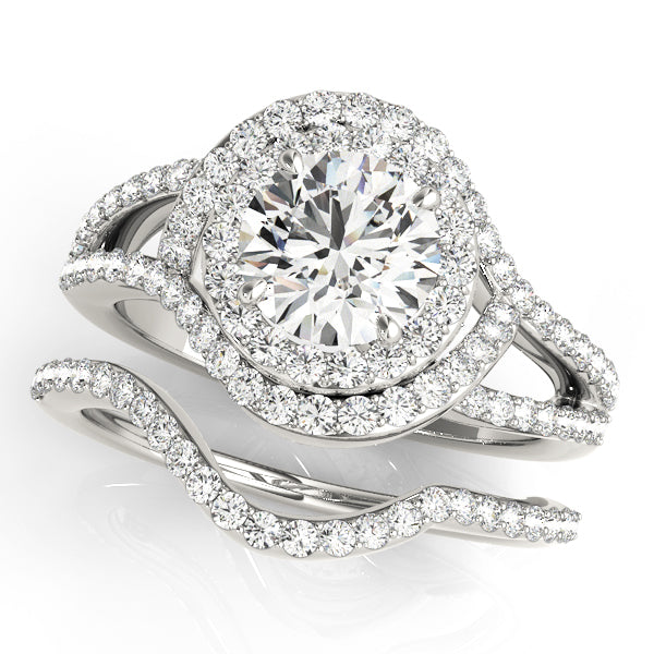 Double Halo Split Shank Diamond Ring 1 ct