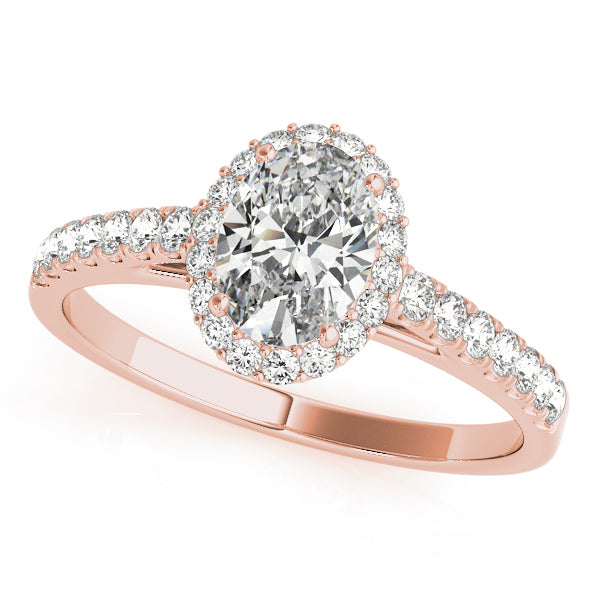 Oval Halo Pave Engagement Ring 1 ct center stone