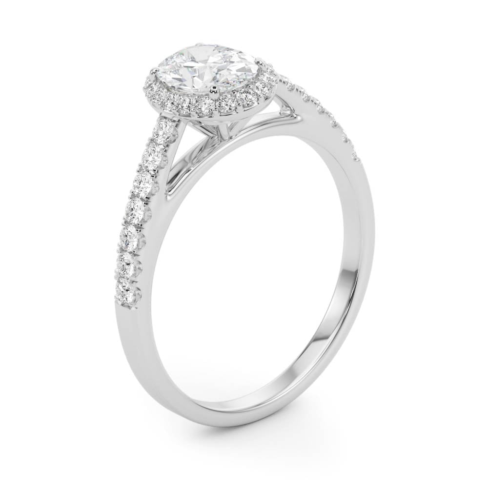 Oval Halo Pave Engagement Ring 1 ct center stone