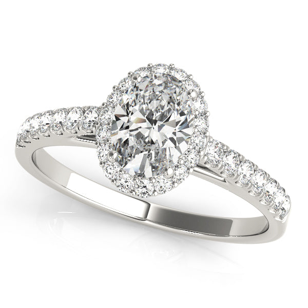 Oval Halo Pave Engagement Ring 1 ct center stone