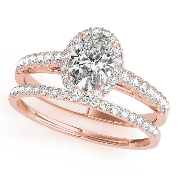 Oval Halo Pave Engagement Ring 1 ct center stone