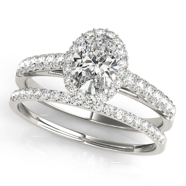 Oval Halo Pave Engagement Ring 1 ct center stone