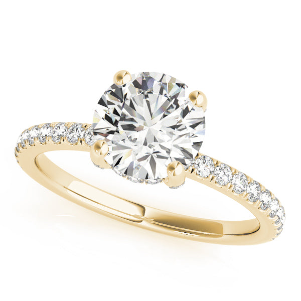 Solitaire Diamond Engagement Ring with Pave Band 2 ct