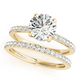 Solitaire Diamond Engagement Ring with Pave Band 1 ct - Image 7